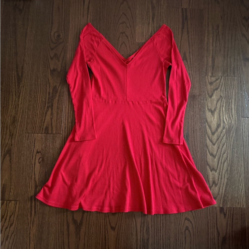 H&M Vibrant Red Long Sleeve Dress